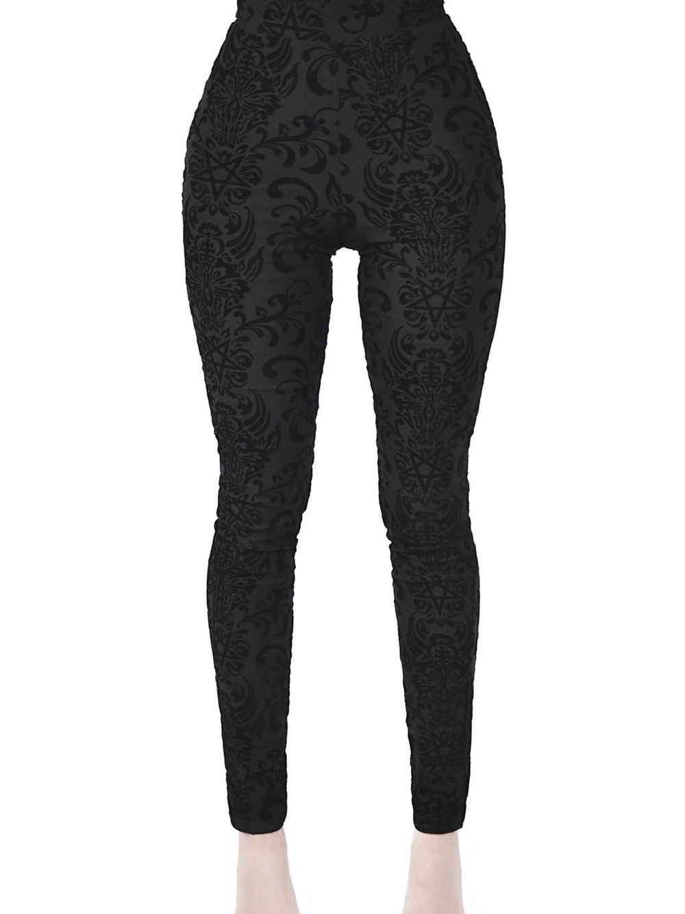 Killstar Bloodlust Gothic Flocked Pants Black High Waist M